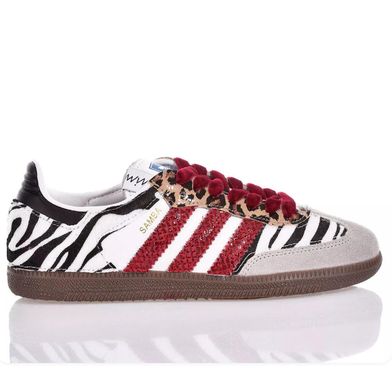 adidas Samba Zebra and Leopard Print Sneakers with Red Stripes