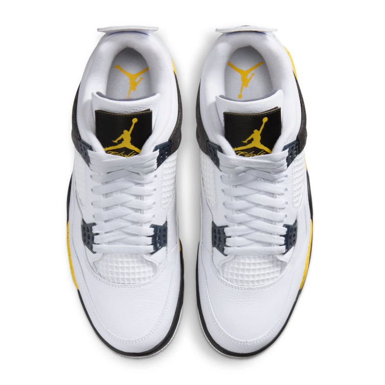 Air Jordan White Sneakers with Yellow Speckled Midsole and Black Accents