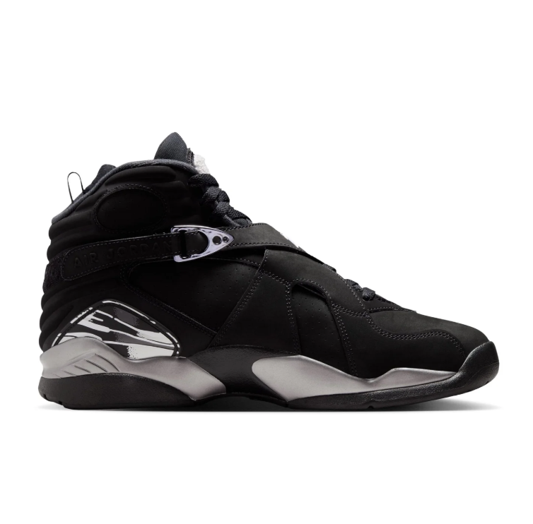 Air Jordan Black High-Top Sneakers with Cross Straps and Silver Accents
