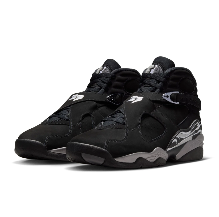 Air Jordan Black High-Top Sneakers with Cross Straps and Silver Accents