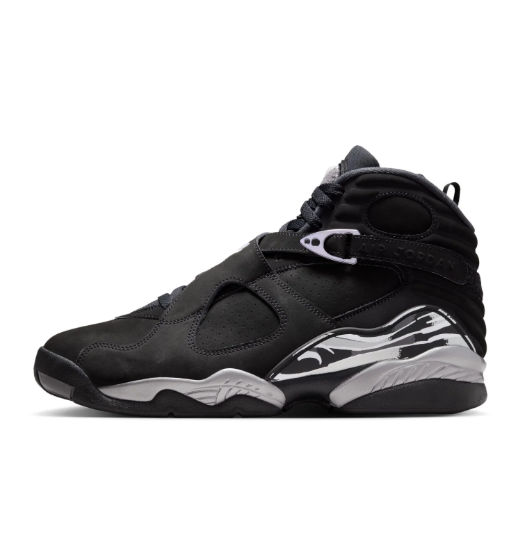 Air Jordan Black High-Top Sneakers with Cross Straps and Silver Accents