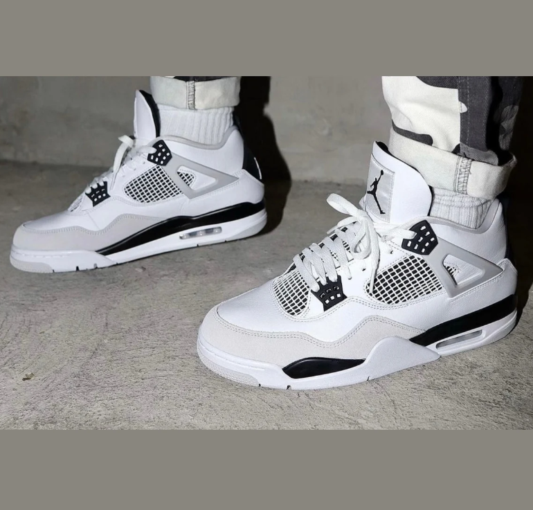 Air Jordan White and Light Gray Sneakers with Black Accents