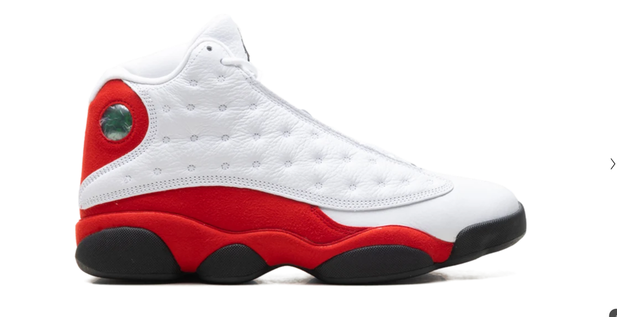 Air Jordan White and Red High-Top Sneakers with Black Sole Pods