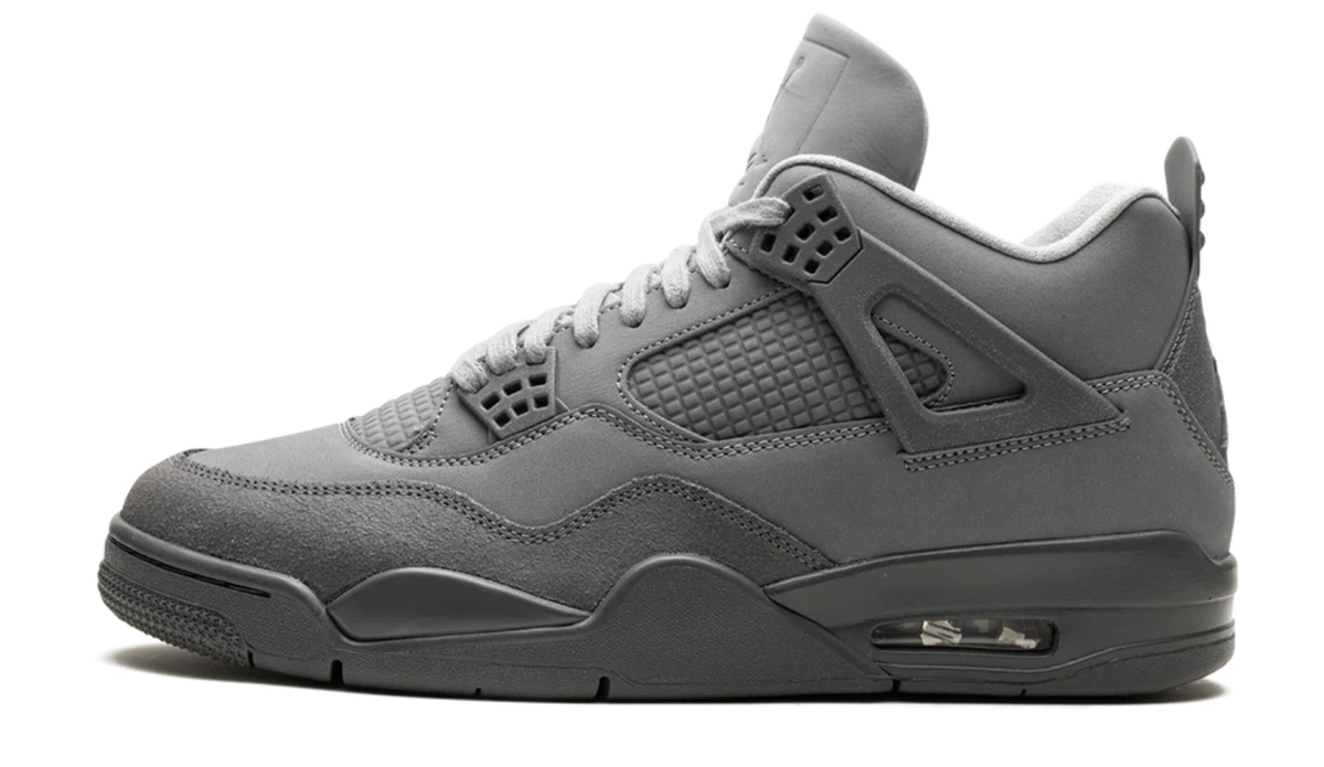 Air Jordan Gray Sneakers with Tonal Grid Panels and Dark Sole
