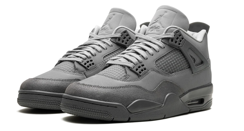 Air Jordan Gray Sneakers with Tonal Grid Panels and Dark Sole