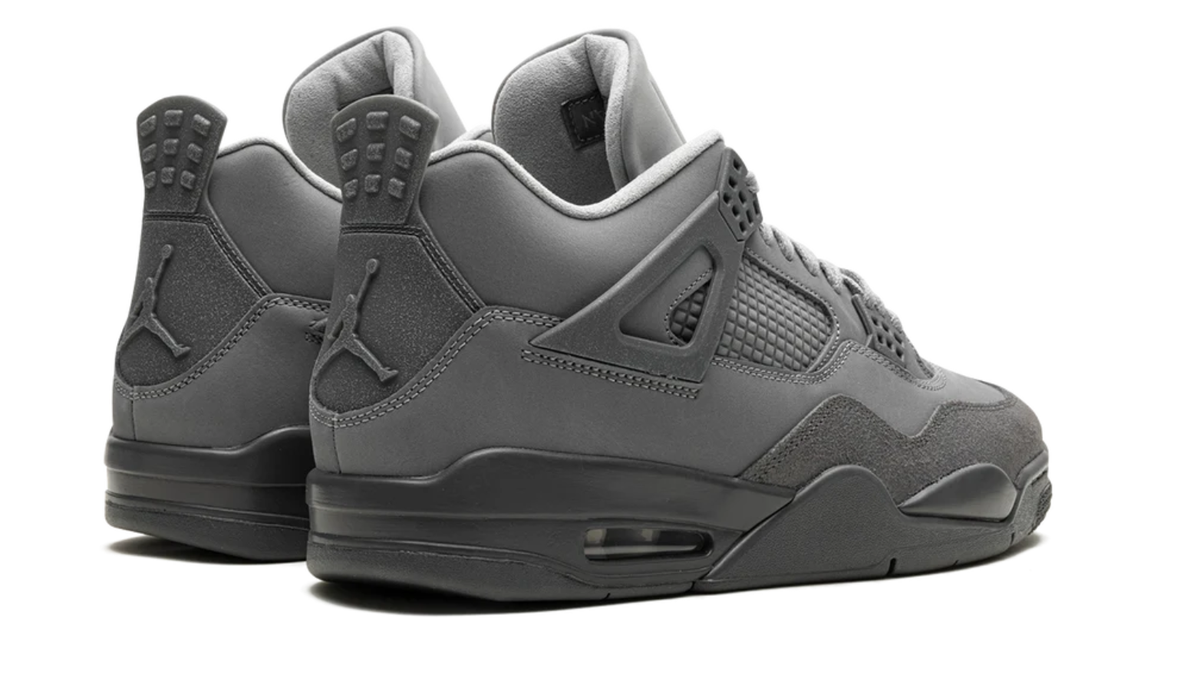 Air Jordan Gray Sneakers with Tonal Grid Panels and Dark Sole