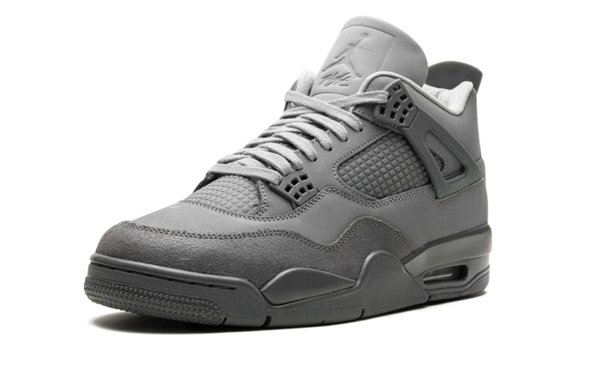 Air Jordan Gray Sneakers with Tonal Grid Panels and Dark Sole