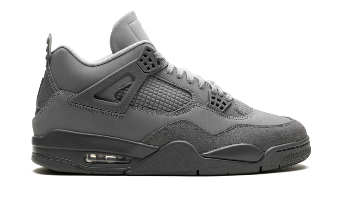 Air Jordan Gray Sneakers with Tonal Grid Panels and Dark Sole