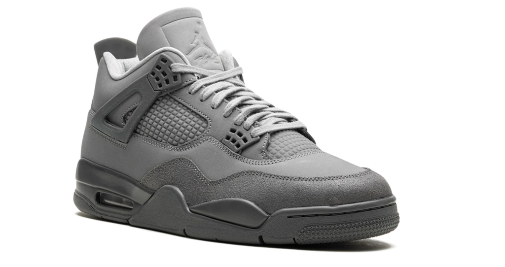Air Jordan Gray Sneakers with Tonal Grid Panels and Dark Sole