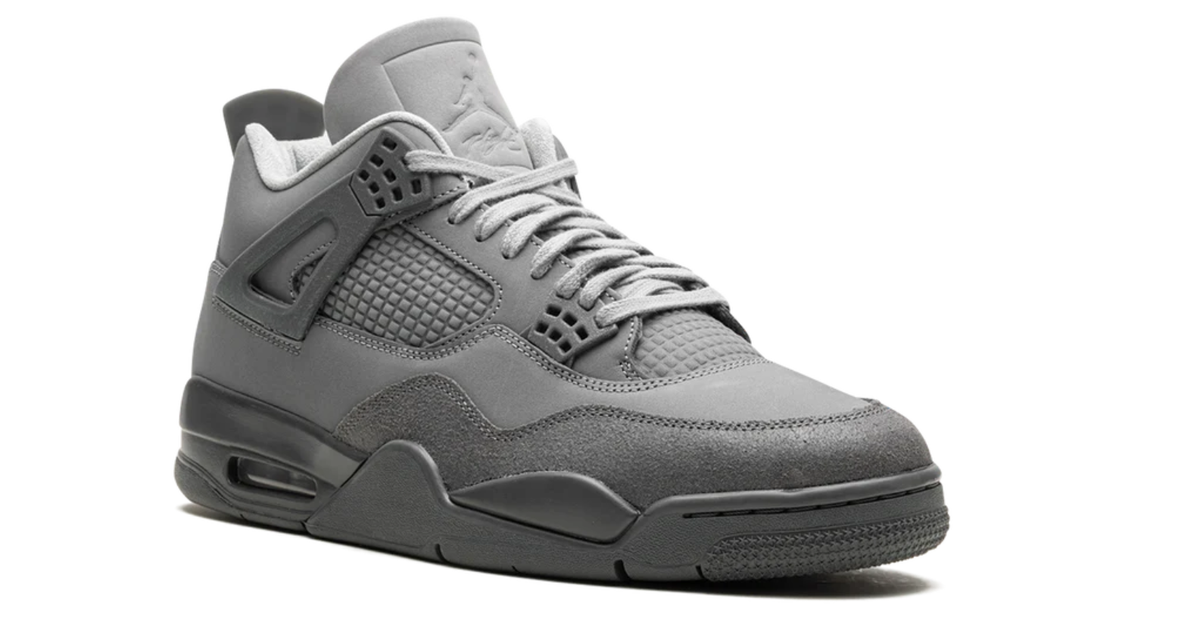 Air Jordan Gray Sneakers with Tonal Grid Panels and Dark Sole