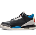 Air Jordan Black Sneakers with Bright Blue and Red Accents