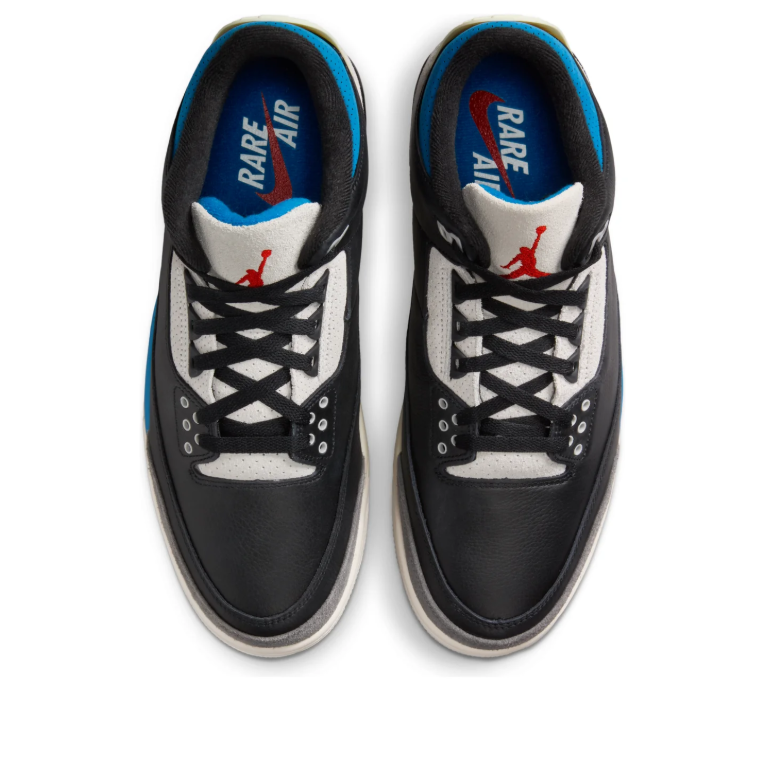 Air Jordan Black Sneakers with Bright Blue and Red Accents