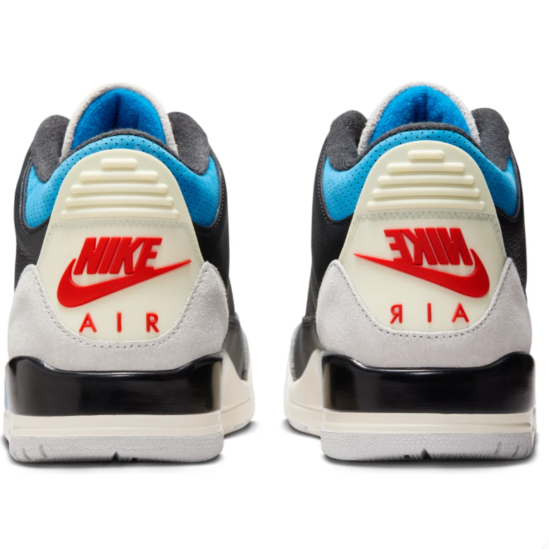 Air Jordan Black Sneakers with Bright Blue and Red Accents