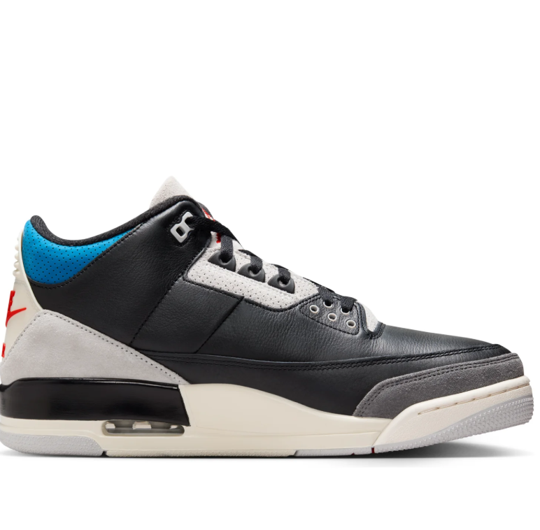 Air Jordan Black Sneakers with Bright Blue and Red Accents