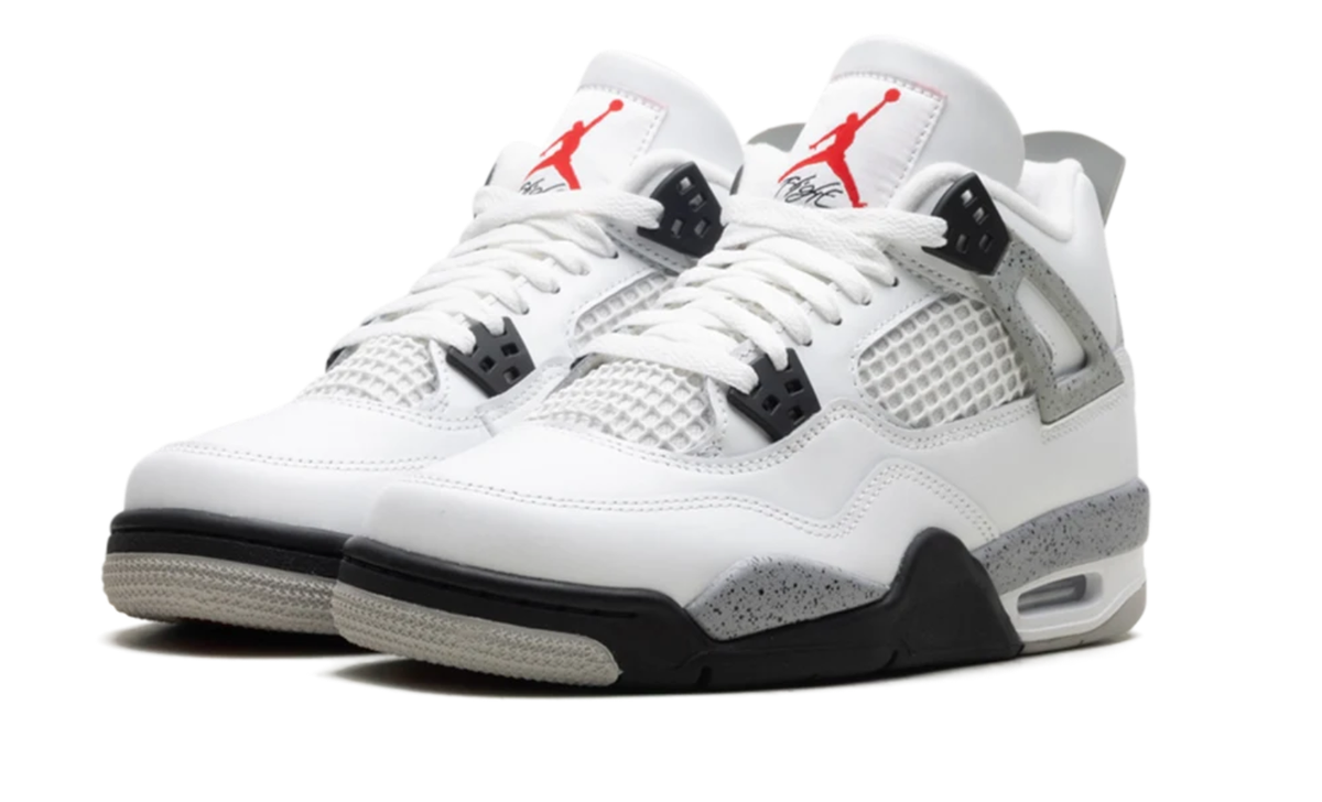Air Jordan White Sneakers with Speckled Gray and Black Accents