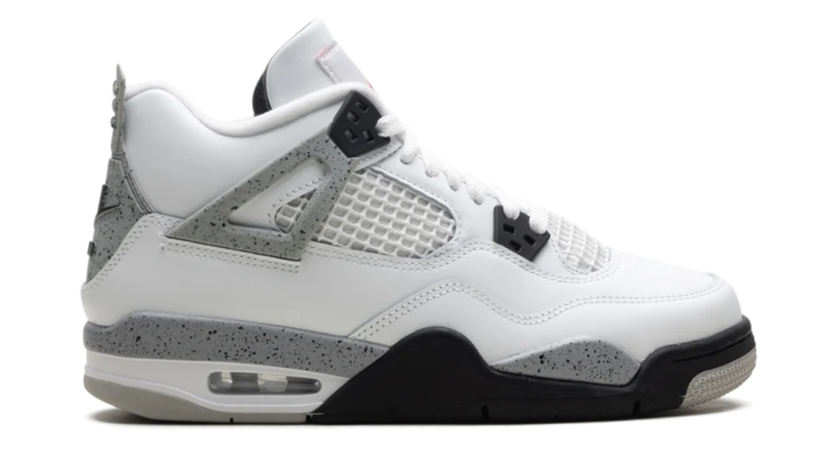 Air Jordan White Sneakers with Speckled Gray and Black Accents