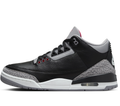 Air Jordan Black Sneakers with Gray Crackle-Pattern Trim and Red Accents