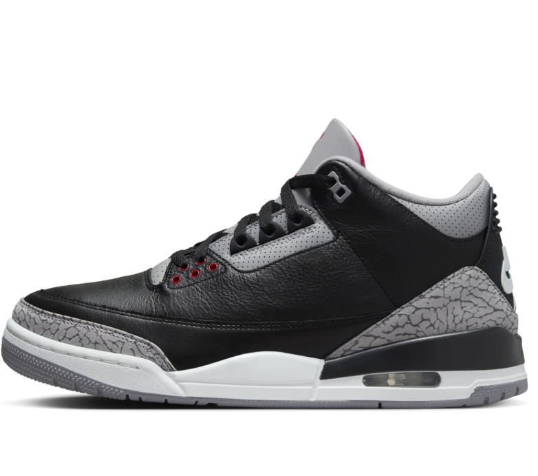 Air Jordan Black Sneakers with Gray Crackle-Pattern Trim and Red Accents