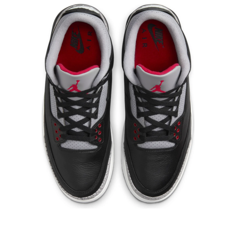 Air Jordan Black Sneakers with Gray Crackle-Pattern Trim and Red Accents