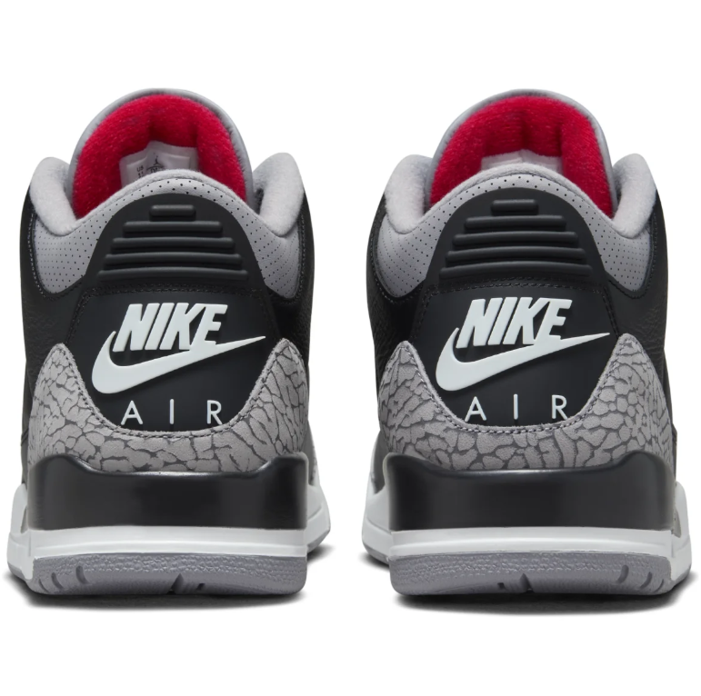 Air Jordan Black Sneakers with Gray Crackle-Pattern Trim and Red Accents