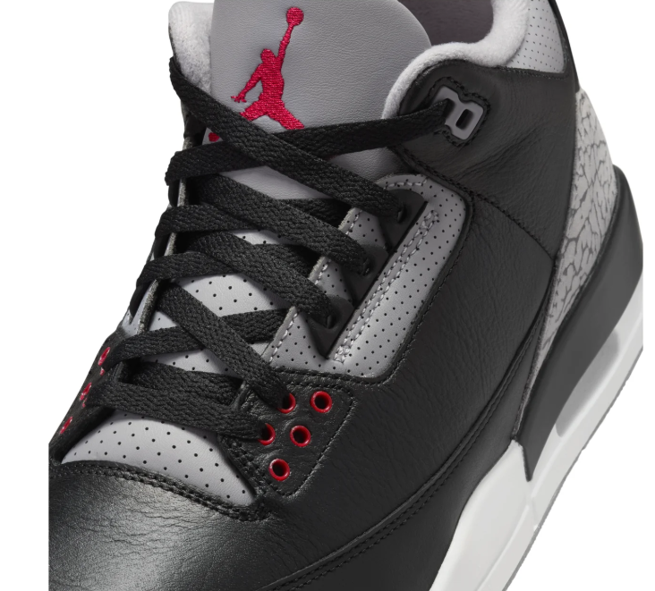 Air Jordan Black Sneakers with Gray Crackle-Pattern Trim and Red Accents