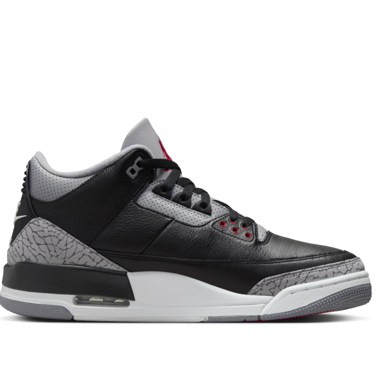 Air Jordan Black Sneakers with Gray Crackle-Pattern Trim and Red Accents