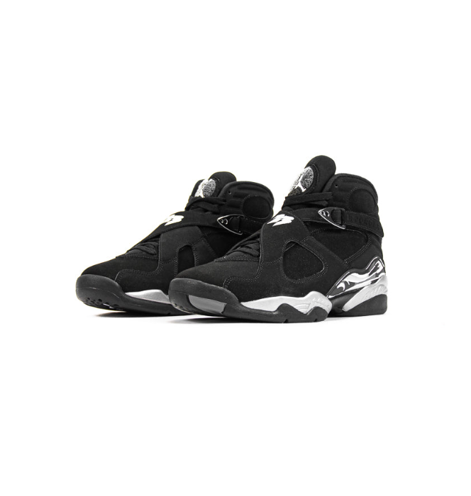 Air Jordan Black High-Top Sneakers with Cross Straps and Silver Heel Detailing