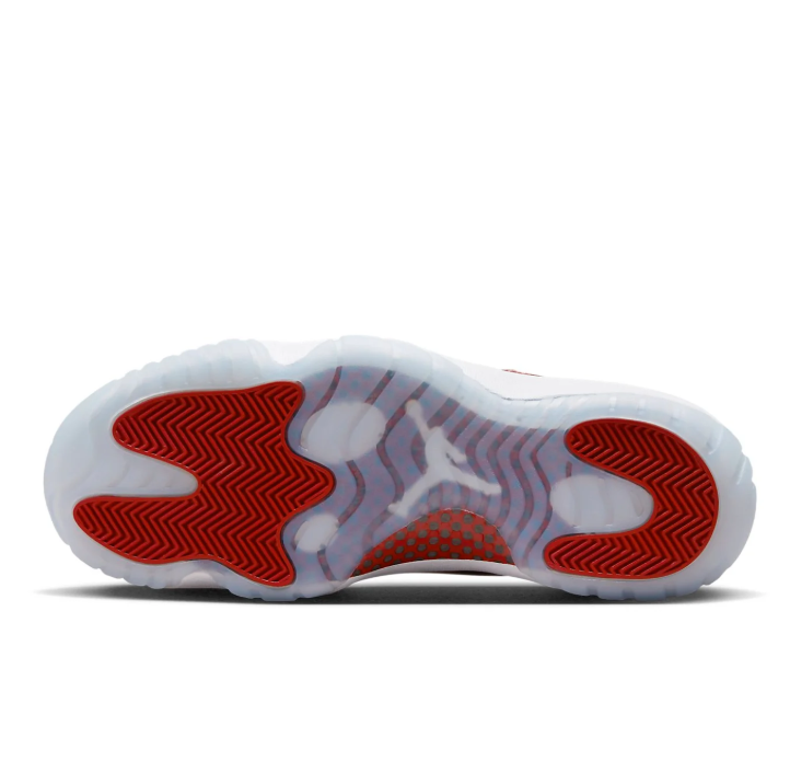 Air Jordan White and Red High-Top Sneakers with Glossy Trim