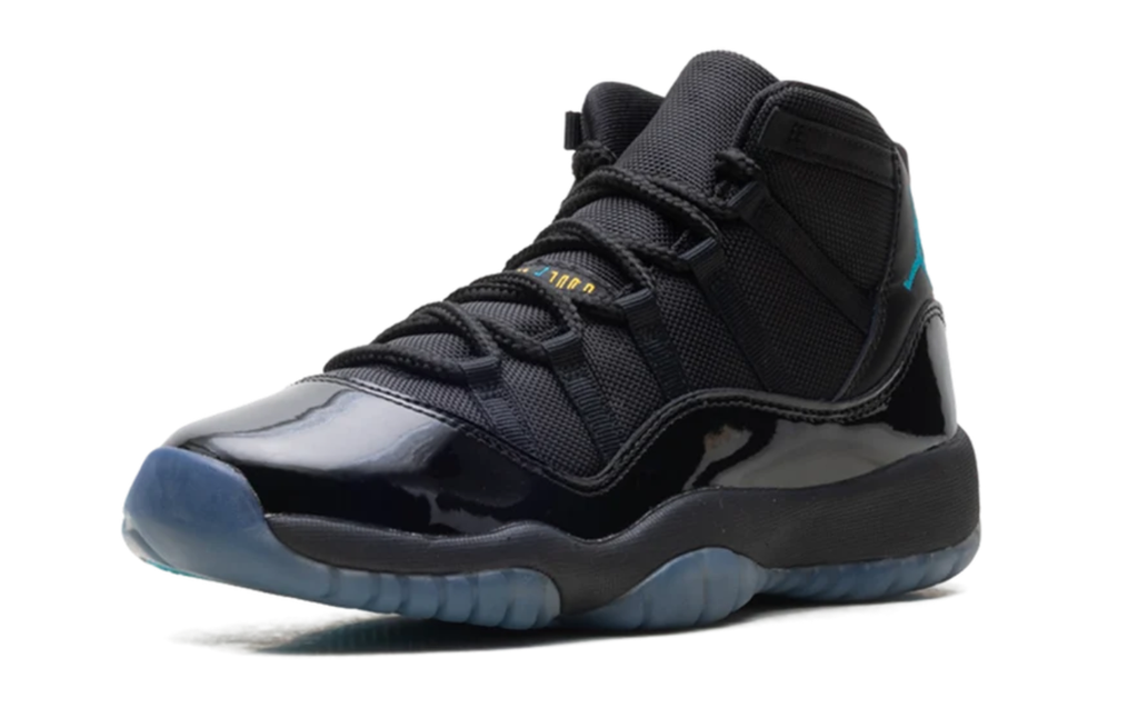 Air Jordan Black High-Top Sneakers with Glossy Trim and Teal Accents