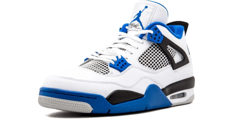 Air Jordan White Sneakers with Bright Blue and Black Accents