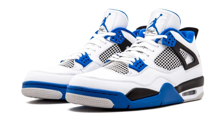 Air Jordan White Sneakers with Bright Blue and Black Accents