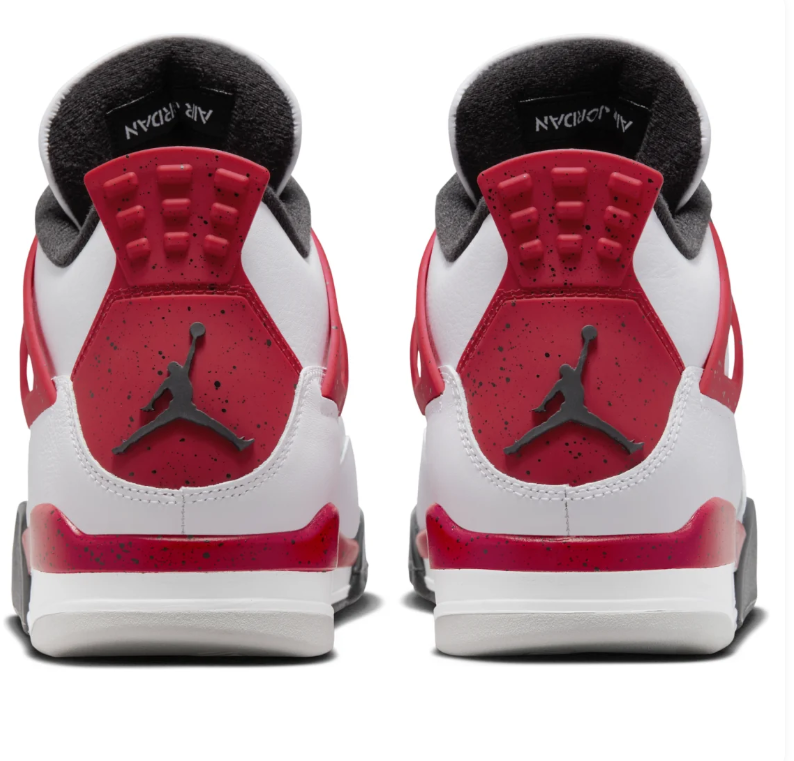Air Jordan White Sneakers with Speckled Red and Black Accents