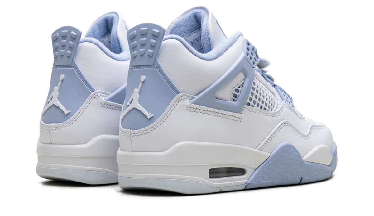 Air Jordan White and Pale Blue Sneakers with Floral Lace Details