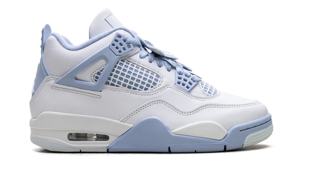 Air Jordan White and Pale Blue Sneakers with Floral Lace Details