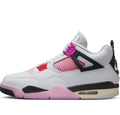 Air Jordan Light Gray Sneakers with Pink Gradient Panels and Bright Lace Accents