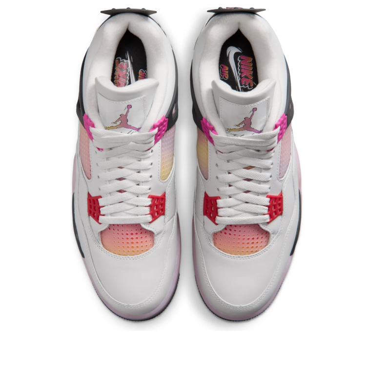 Air Jordan Light Gray Sneakers with Pink Gradient Panels and Bright Lace Accents