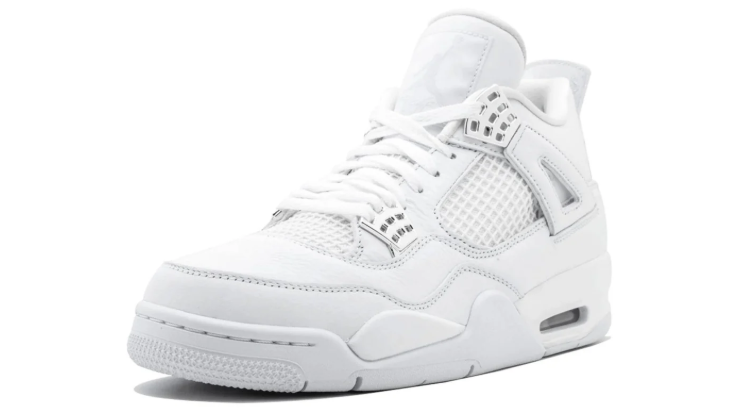 Air Jordan White Sneakers with Metallic Silver Lace Accents