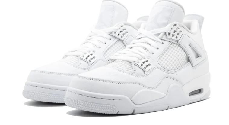 Air Jordan White Sneakers with Metallic Silver Lace Accents