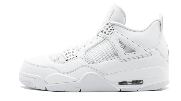 Air Jordan White Sneakers with Metallic Silver Lace Accents