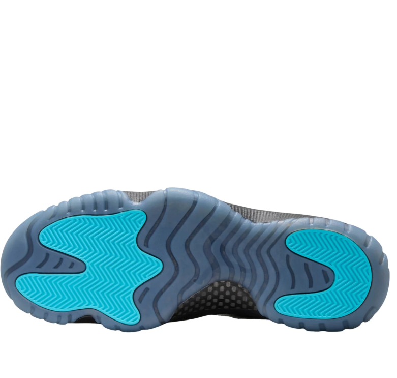 Air Jordan Black High-Top Sneakers with Glossy Trim and Teal Outsole Details