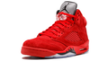 Air Jordan Red High-Top Sneakers with Silver Tongue and Black Accents