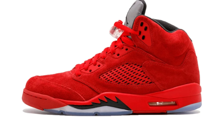 Air Jordan Red High-Top Sneakers with Silver Tongue and Black Accents