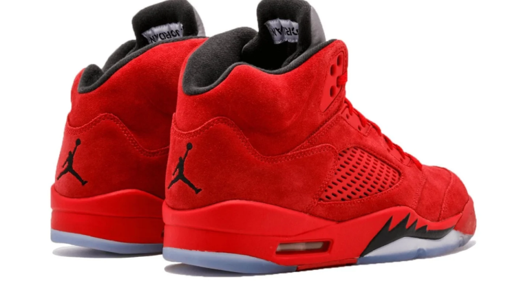 Air Jordan Red High-Top Sneakers with Silver Tongue and Black Accents