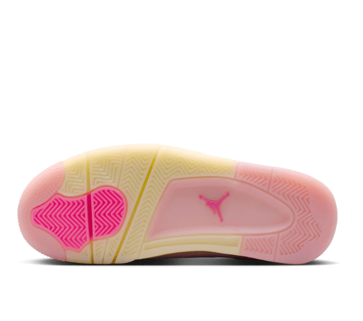Air Jordan Pale Pink Sneakers with Cream Laces and Yellow Midsole