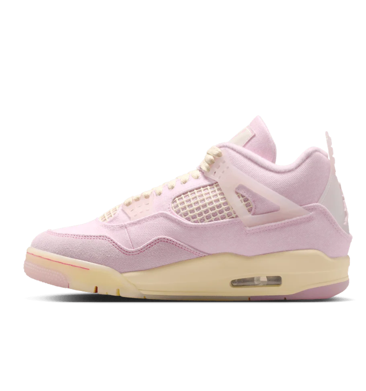 Air Jordan Pale Pink Sneakers with Cream Laces and Yellow Midsole