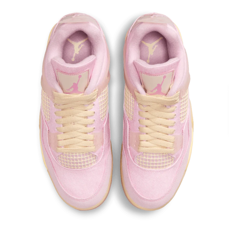 Air Jordan Pale Pink Sneakers with Cream Laces and Yellow Midsole