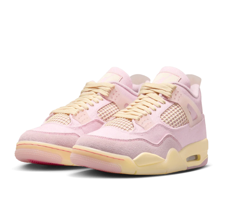 Air Jordan Pale Pink Sneakers with Cream Laces and Yellow Midsole