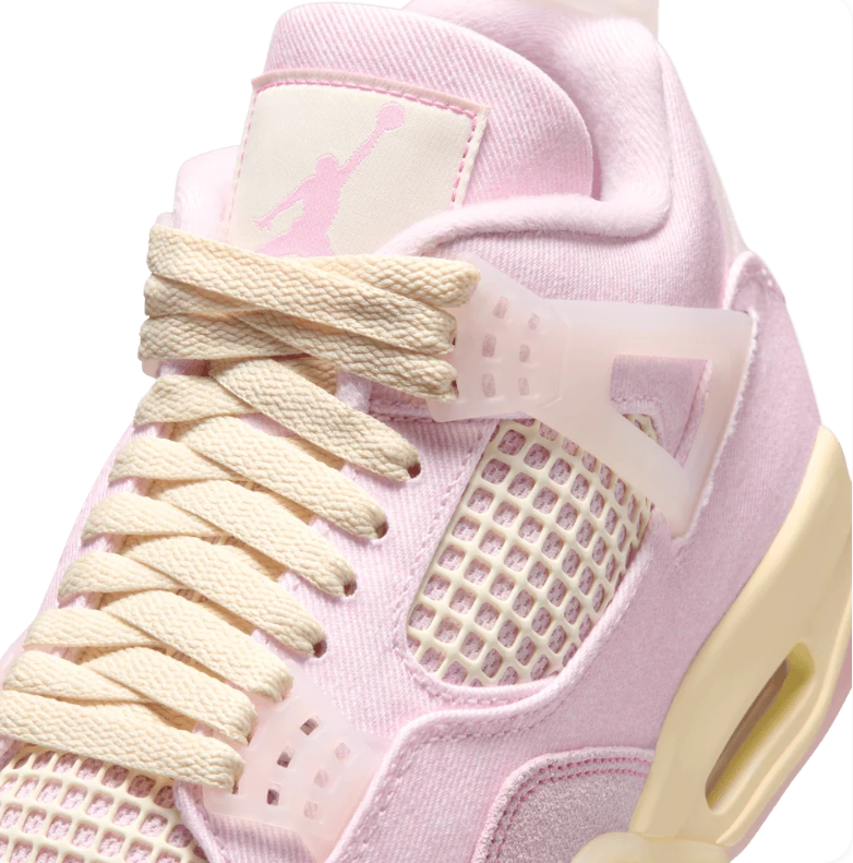Air Jordan Pale Pink Sneakers with Cream Laces and Yellow Midsole