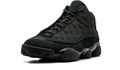 Air Jordan Black High-Top Sneakers with Textured Panels and Green Accents
