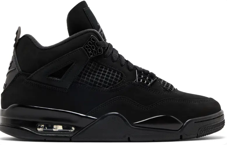 Air Jordan All-Black Sneakers with Grid Panels and Nike Air Heel Detailing